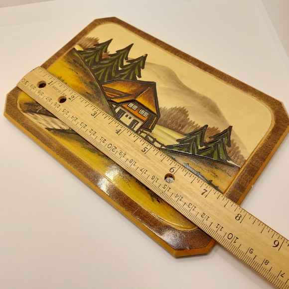 Decorative Hand Carved Wooden Plaque Cabin in the Woods - Picture 6 of 6